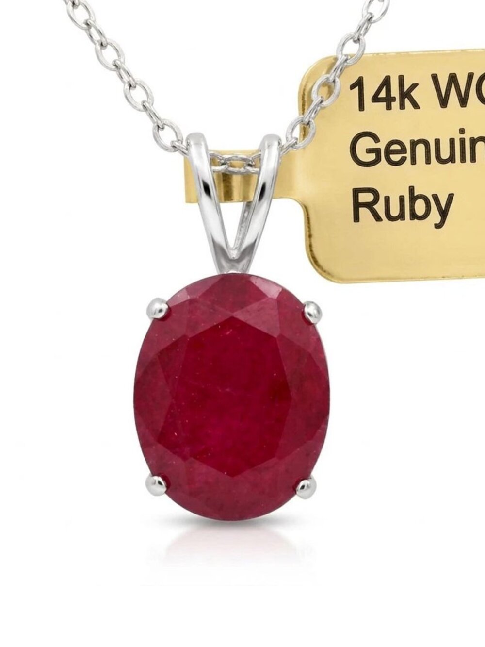 Genuine 3.30 Cts Ruby Pendant Solid 14k Solid White Gold